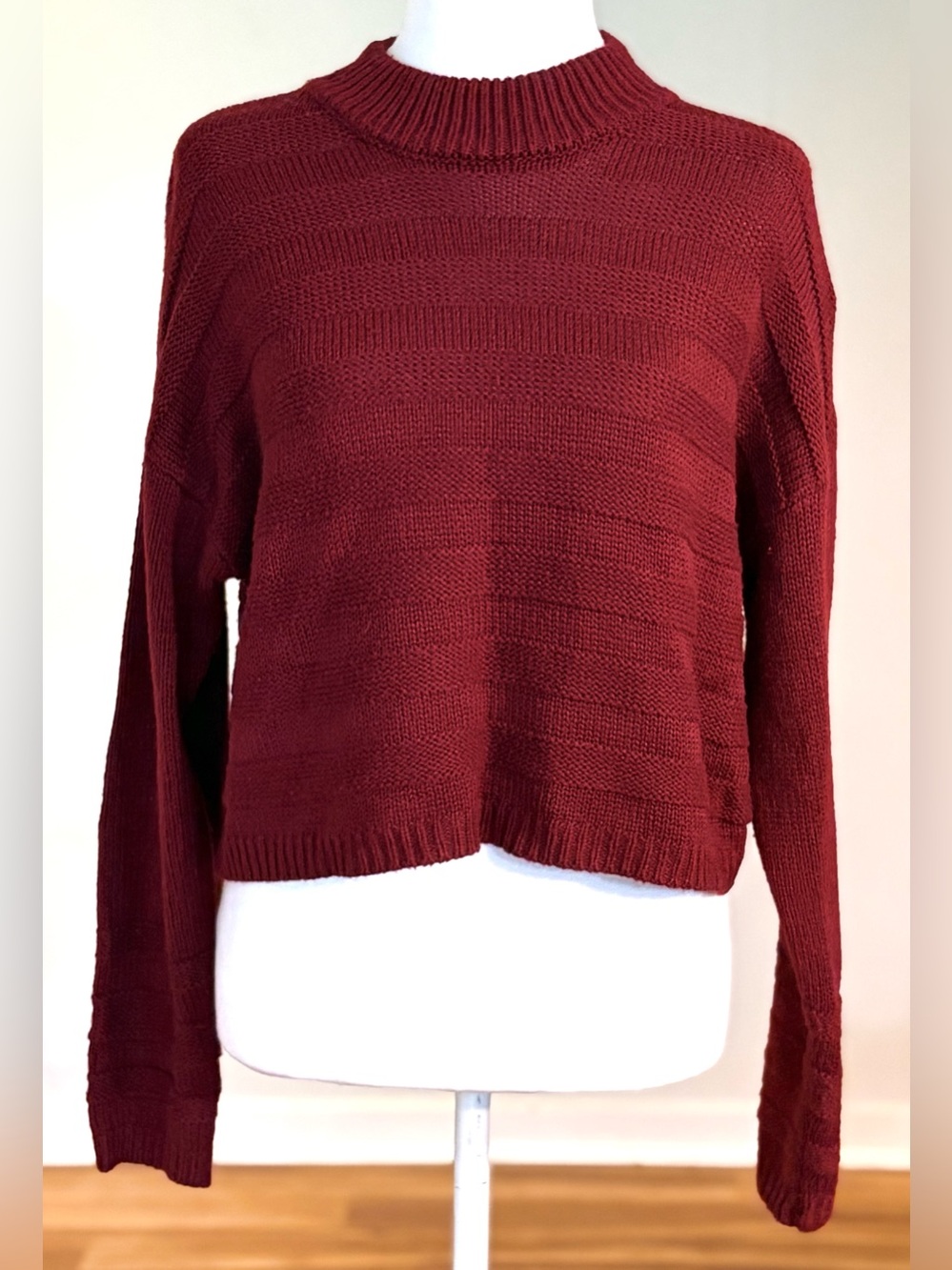 It’s Our Time Burgundy Cropped Sweater, Size Small